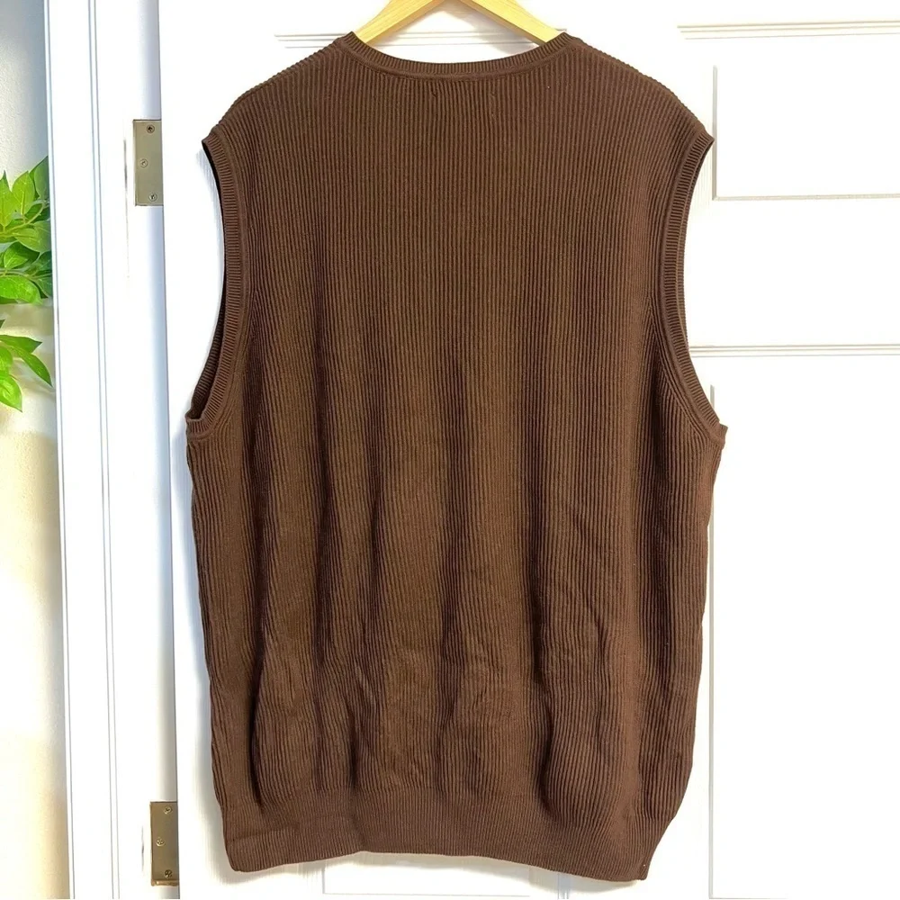 SOUTHERN PINES Cotton brown sweater vest men size XXL big and tall
